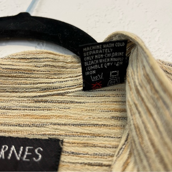 Jhane Barnes 100% Cotton Neutral Button Down Collarless Large - Picture 7 of 9